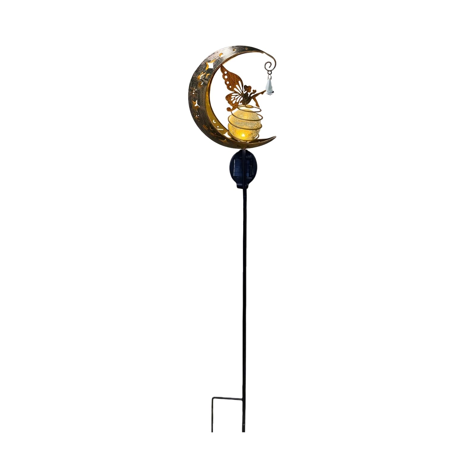 matumou Solar Garden Light, Fairy Moon Figurine Stake Light, Outdoor Waterproof Solar Powered Pathway Light for Patio, Lawn,