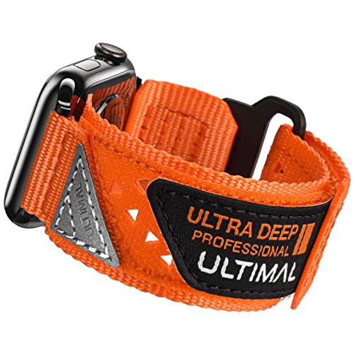 ULTIMAL Bracelet compatible avec Apple Watch, 45 mm, 44 mm, 42 mm, bracelet de sport en nylon souple, respirant, creux, fermeture Velcro, pour bracelet iWatch séries ultra : 8/7/6/5/4/3/2/1/SE, orange