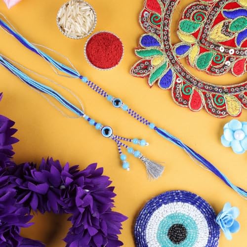 Image of Traditional Rakhi For Bhai- Bhabhi For Raksha Bandhan| Handcrafted Thread Bracelet For Brother| Indian Designer Rakhi for Bhaiya & Bhabhi Combo