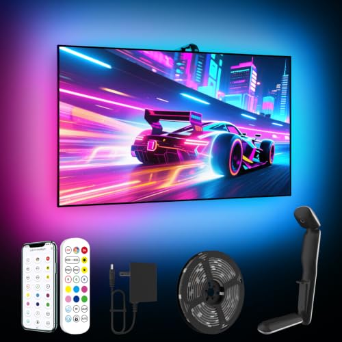 GIPOYENT LED TV Llights with Camera, 13.7FT TV Led Backlights that Change with for 45-65 in TV, Music Sync LED Strip Light with Smart App Control - RGB Color Changing Light Strip for Bedroom