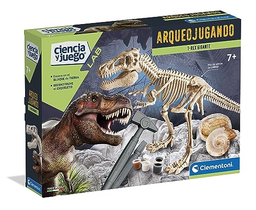 Clementoni - Arqueojugando T-Rex Gigante, Descubre la arqueología y Monta tu Propio Dinosaurio, Juguete científico a Partir de 8 años en español (55514)