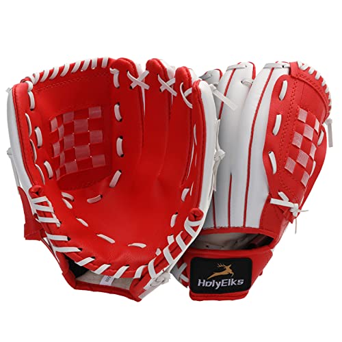 Baseball Glove,Baseball Softball Mitt With Ball,Ergonomic Design - Comfortable And Durable Baseball Mitt For Kids Youth Adults Training And Beginner (Red White, 10.5 Inches, Right Hand Throw) #TOP7