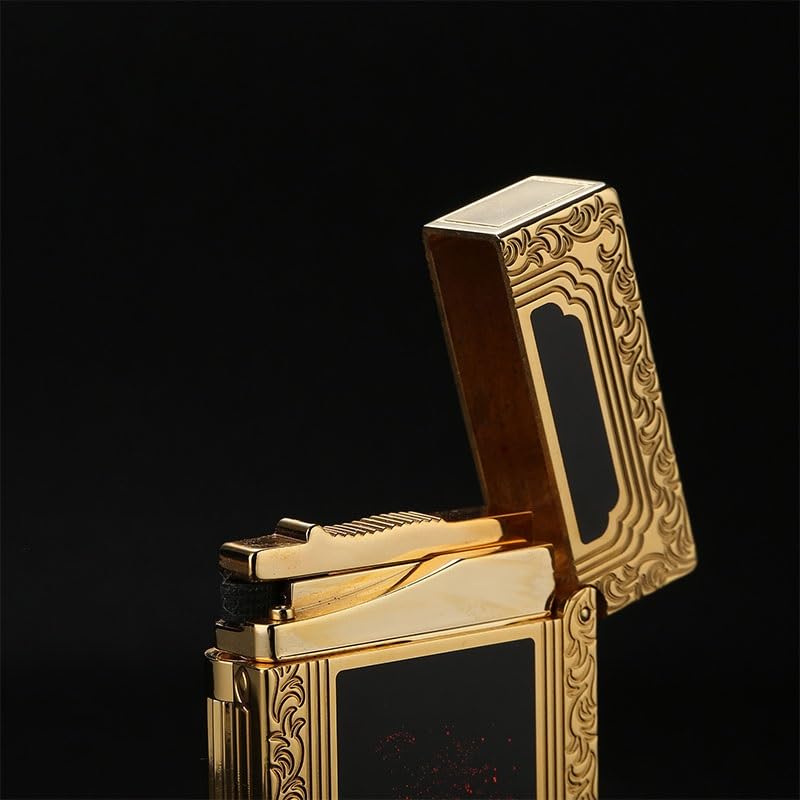 Encendedor retro de cobre con llama de butano dorado miniatura 3