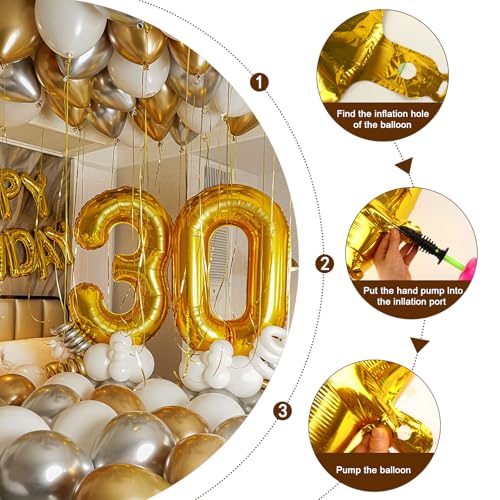 Image of Number Balloons 23 Balloon 40 inch Gold for 23 32 Birthday Party Decoration | Saturated Color, Large 40 inch, With Straw & Hanging Holes, For Back-To-School Season, Anniversary, Christmas, New Year