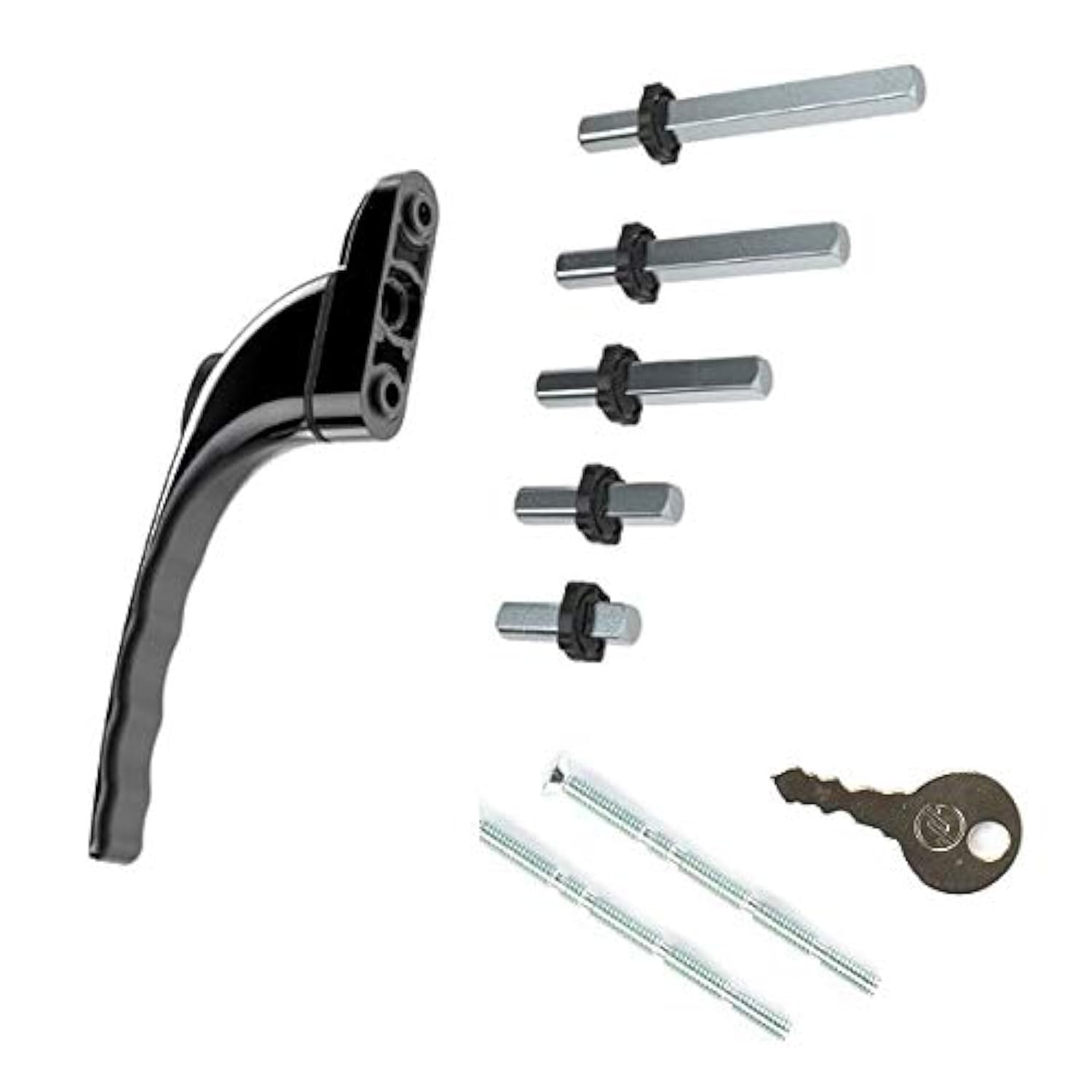 Witpoce Black - Upvc Universal Inline Espag Lockable Window Handle Smart Spindle
