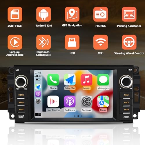 Radio Android 13 2GB+64GB para Jeep y Dodge con Pantalla miniatura 2