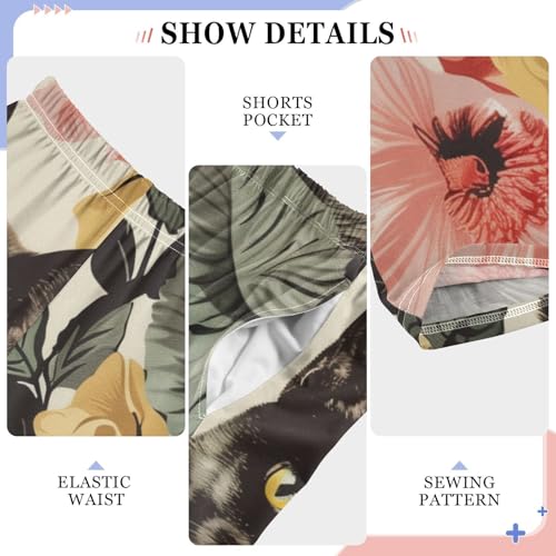 Cat Butterfly Flowers Boys Long Pants Soft Trousers Elastic Waist Kids Lounge Bottoms with Pockets S-XL4