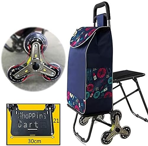 Carrito de la compra plegable con asiento, carrito portátil ligero para comestibles, uso al aire libre, marco de hierro duradero, ruedas de poliuretano suave, opciones multicolor, perfecto para