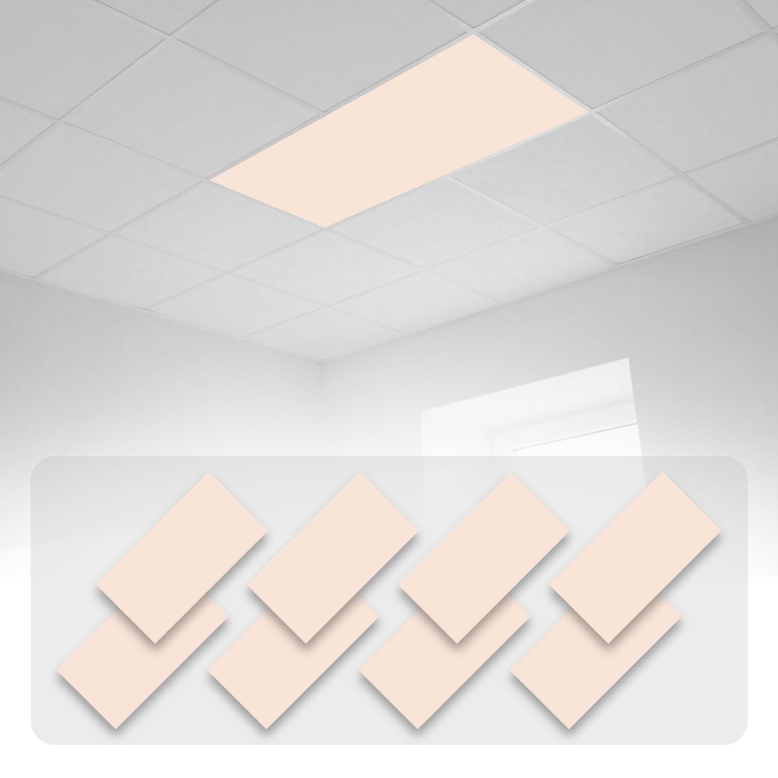 8 Pcs Fluorescent Light Covers with 80 Magnets Decorative for Classroom Ceiling Light 4 x 2 Feet Magnetic Light Covers Filter Easy Install for Office Hospitals &amp; Home Drop Ceiling Supplies