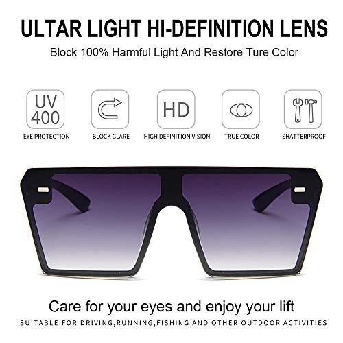 Dollger Oversized Square Sunglasses for Women Men Retro Shades Fashion Big Flat Top Mirror Rimless Lens3