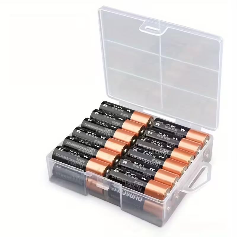 1Pc Clear Plastic Storage Organizer Box for 24 AA Batteries Durable Transparent Case with Secure Compartment Dividers, Space-Saving Design for Home, Office,Travel, Battery Storage Spacesaving Box — view 6