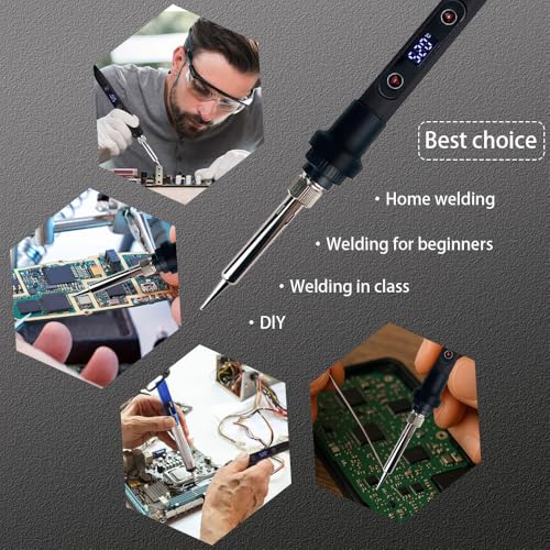 WellerMan Soldering Iron Kit 80W – LCD Digital Adjustable Temperature Soldering Tool Set with 5 Precision Tips, Desoldering Pump, Solder Wire, Stand for DIY, Electrical Repairs, and Metal Work - Image 6
