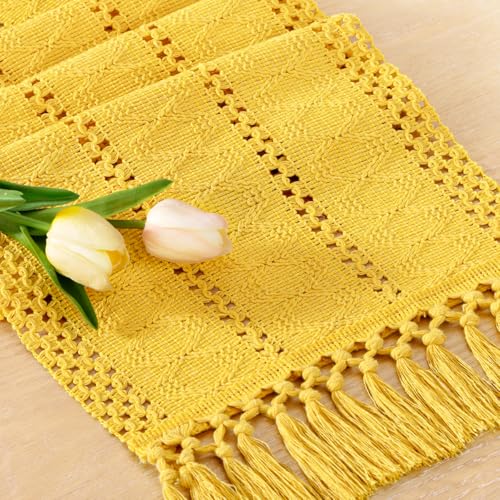 Boho Table Runner Fall Farmhouse Rustic Dining Dresser Scarf Home Decor