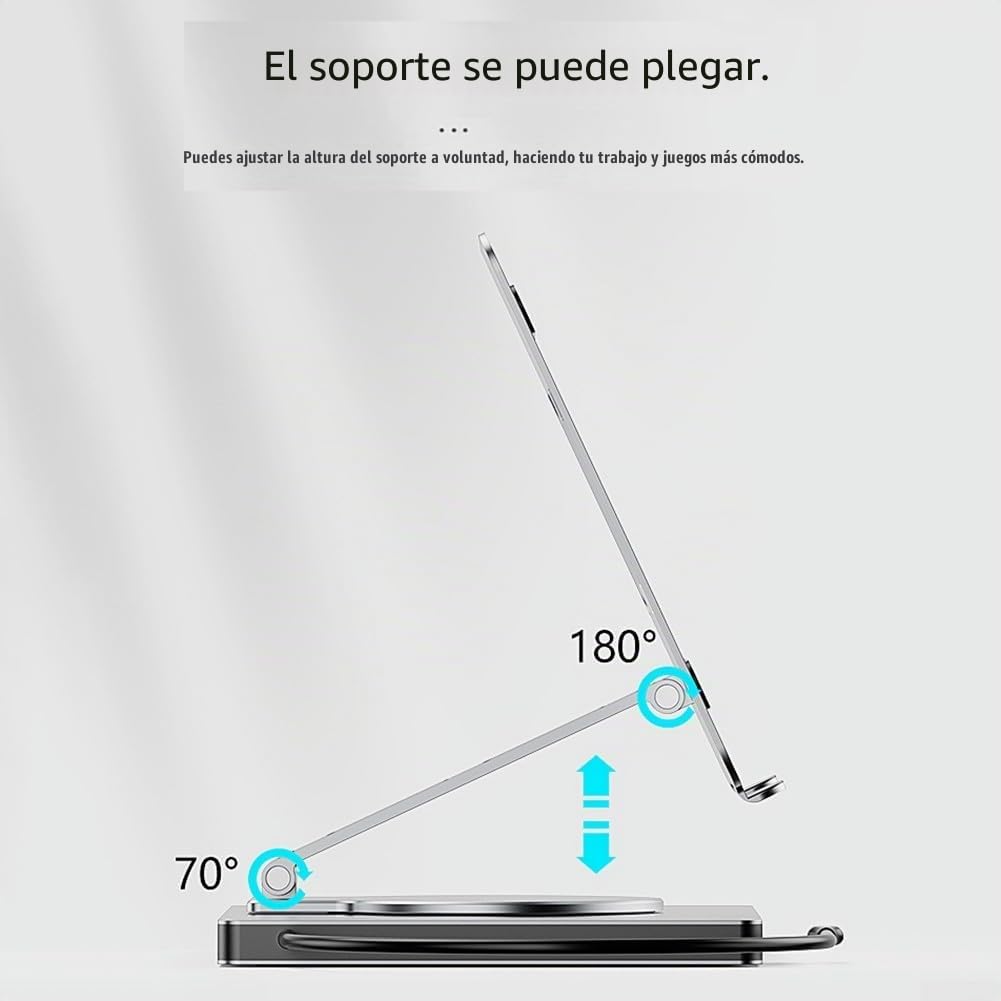 Aptop Estación de acoplamiento 4K 60Hz Puerto Gigabit 10 en 1 Hub USB 3.0 Diseño giratorio plegable Aleación de aluminio Plata Portátil Expansión Dock