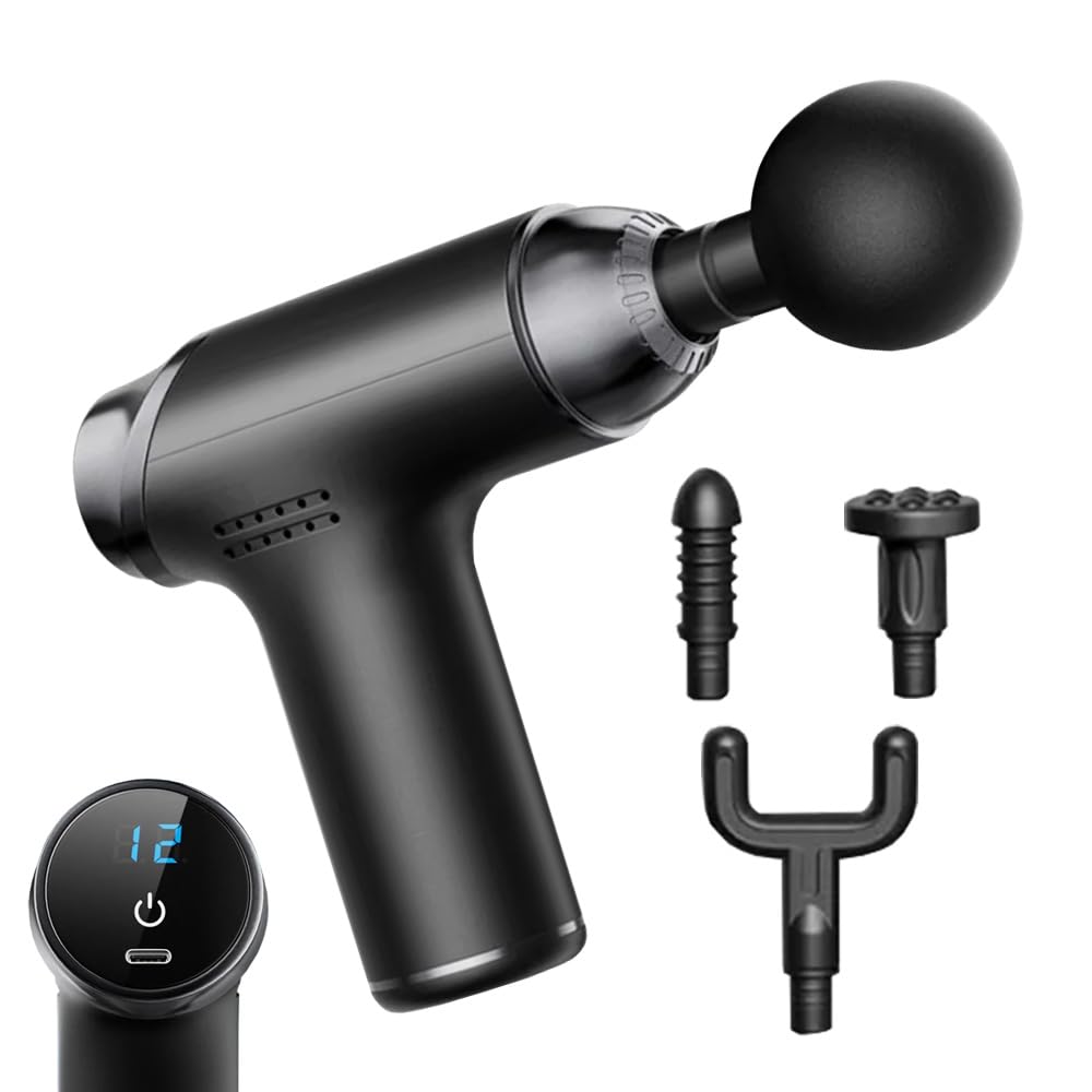 Karomouj Mini Fascial Gun Massager - Portable & Quiet Handheld Deep Tissue Muscle Massager for Pain Relief, Relaxation, Recovery, Travel, Gym, Home and Sports (Black, Pack of 1)-image-48
