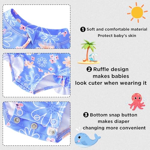 Image of Baby Girls' One Piece Swimsuit Long Sleeve Rash Guard Swimwear