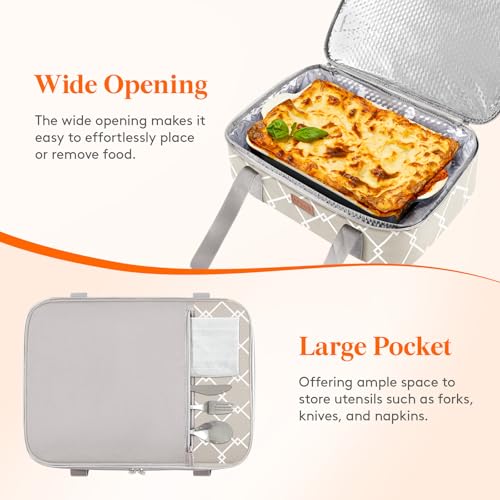 Lifewit Insulated Single Decker Casserole Carrier, Lasagna Lugger Holder for Hot or Cold Food, Fits 9" x 13" Baking Dish, Thermal Lunch Tote Bag for Potluck Parties, Picnic and Cookouts, Grey by Lifewit - Image 5