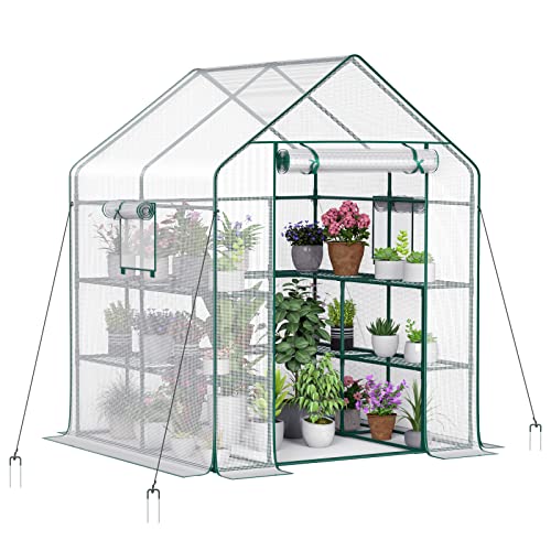 Greenhouse with 2 mesh windows, 4 tiers, 10 shelves