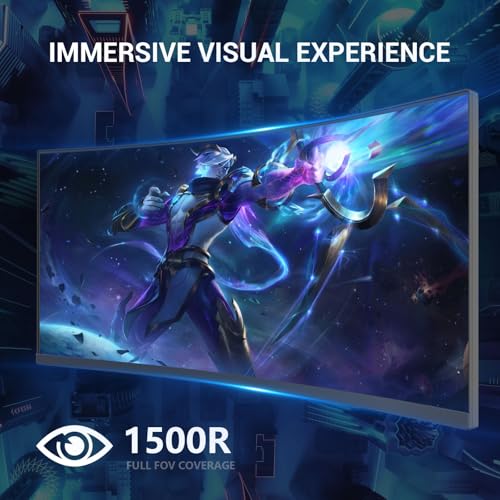 Image of 34 Inch Curved Ultrawide Gaming Monitor, WQHD 1440P 240Hz Computer Screen, 21:9 1500R 1ms MPRT 4000:1 Contrast, HDR10, 300nits, sRGB 99%, Height Adjustable Stand, HDMI 2.0, DP 1.4, VESA