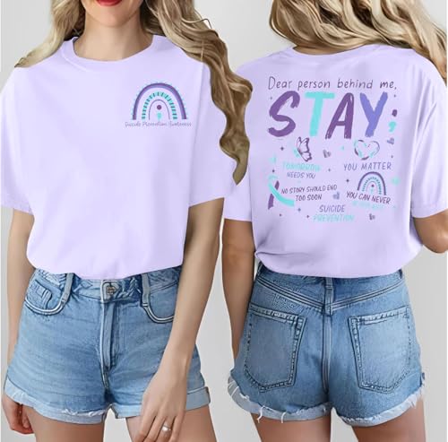 Women Suicide Awareness Shirts Suicide Prevention Shirt Stay Need You Mental Health Tee Tops2