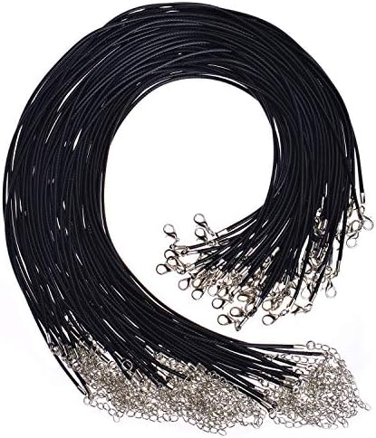 Selizo 100Pcs Necklace Cord for Jewelry Making, Black Waxed Necklace Cord String for Jewelry Necklace Bracelet Making Supplies