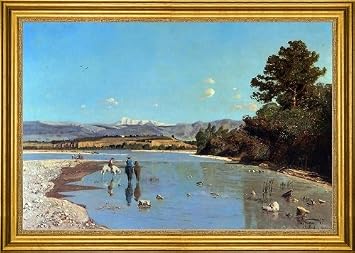 Art Oyster Paul-Camille Guigou The Banks of the Durance at Puivert - 16" x 24" Premium Canvas Print with Gold Frame