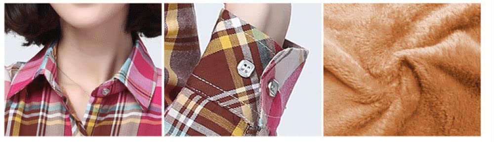MIDJ Bluse Damen,Damenhemden Sherpa-Baumwolle Flanellhemden Holzfällerhemden Rosa Und Braun Kariert Lose Freizeitjacken Zarte Knopfrevers Strickjacke Vintage Sexy Hemden Jacken Oberteile