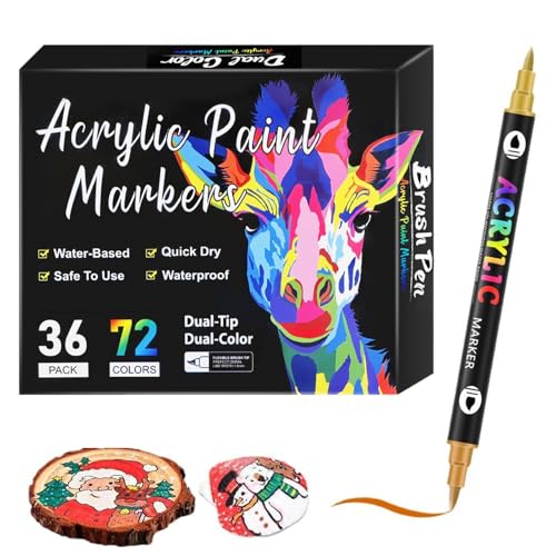 Marcadores de doble cara - bolígrafos de boceto de doble punta, marcadores de arte acrílico, juego de dibujo para colorear | La tinta vibrante asegura una mezcla suave, los consejos versátiles mejoran