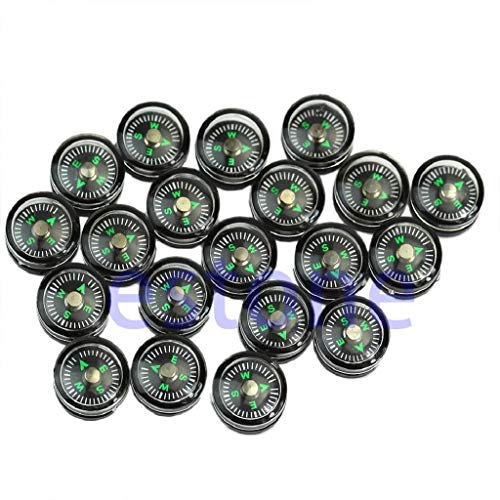 Acahhotxx 20Pcs Mini Pocket Button Survival Small Compasses for Hiking Camping Outdoor Diving Sighting Wrist Compass