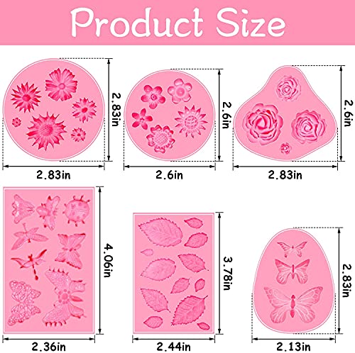 Jubilant Silicone Non-Stick Fondant Molds Mini Flower Butterfly Rose Theme Clay Molds For Cake Decoration (Size: Medium)(Color: Pink), 10.2 x 6.2 x 1.3 Centimeters