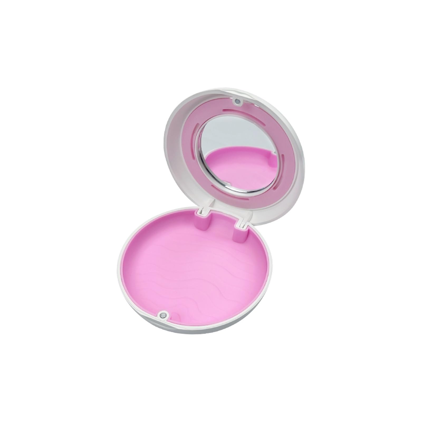 TRRYUIP Retainer Case 1pc Retainer Box With Vent Holes False Teeth Storage Dental Orthodontic Invisible Braces Aligner Case(White-pink-mirror)