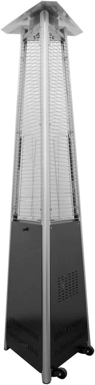 Tall Commercial Triangle Glass Tube Heater-Matte Black - Pyramid Heater - Outdoor Patio Heater