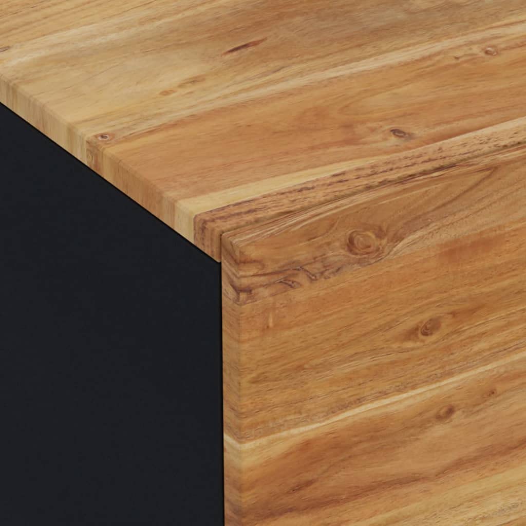 TV-Schrank 105x33x46 cm, Massivholz Akazie Schwarz, Industrie-Stil, 4 Fächer, Robustes Media-Center für Wohnzimmer und Schlafzimmer