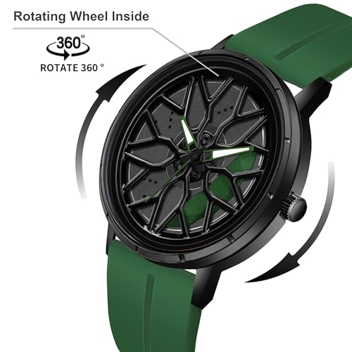Image of Shocknshop RevolveX Rotating Hollow Wheel Hub Creative Fashion Analog Silicone Magnetic Strap Wrist Watch for Men Boys -WCH368