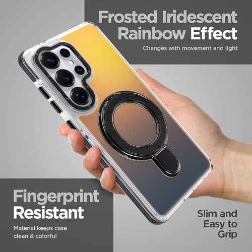 Image of Magnetic for Samsung Galaxy S26 Ultra Case with Stand [Compatible with Magsafe] [Cute Fluorescent Design] [1 Screen Protector] Slim Translucent Matte Case for Galaxy S26 Ultra 6.9 inch, Black