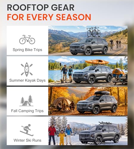Image of 330 LBS Lockable Roof Rack Cross Bars Fit for 2025-2026 Chevrolet Equinox with Raised Side Rails (NOT for EV), Aluminum Crossbars for Rooftop Cargo Carrier Kayak Bike, Sunroof Friendly