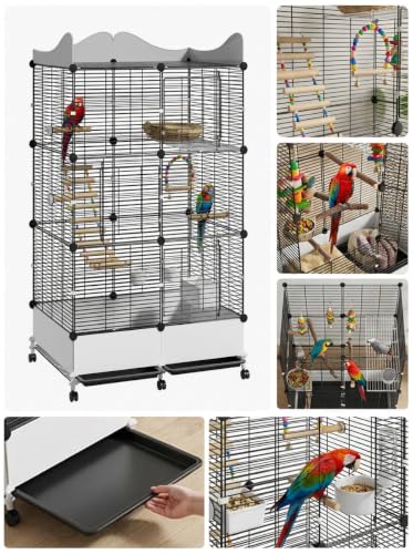 Encrypted Bird Cage Large Bird Cages 57-Inch, Top Storage Space, Bottom Splash Guard with Essential Bird Supplies – Durable & Spacious Aviary – Budgies & Cockatiels - Image 3