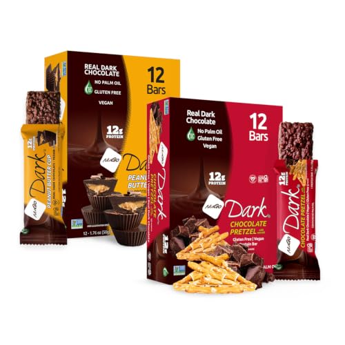 Image of NuGo Dark, Pretzel & PB Cup, 12 Vegan Protein Bar, Gluten Free, 24 Count