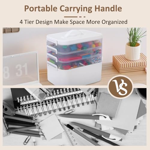 Image of Gifhomfix 4-Layer Plastic Craft Organizers and Storage Box with Removable Trays, Storage Containers with lids and Handle, Art Supply Storage Organizer for Organizing Bead, Sewing, Tool
