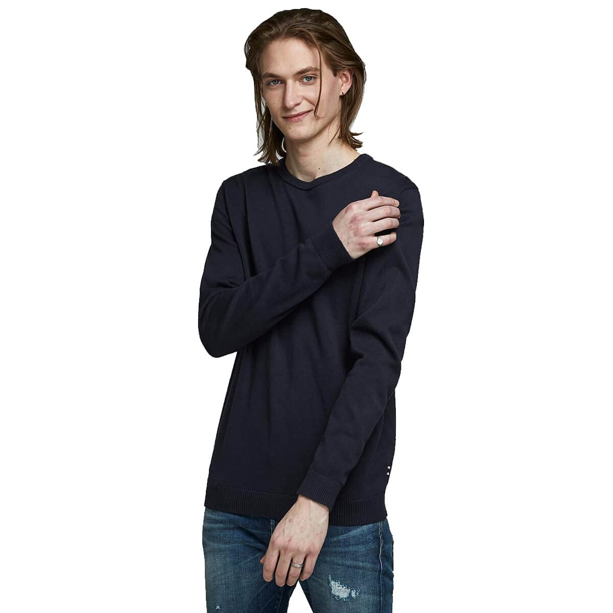 MAGLIE Uomo JACK&JONES 12137190 BASIC KNIT NAVY BLAZER