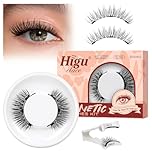 Higu clace Magnetic Eyelashes with Applicator, Reusable Magnetic Lashes Without Eyeliner, No Glue Needed, Easy to Use (A)