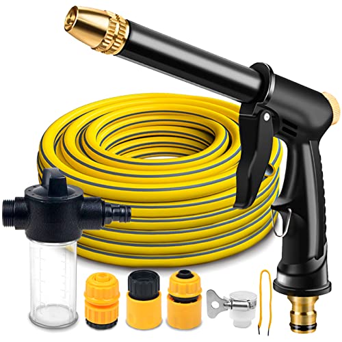 Garden Hose Nozzle With 4 Patterns, Soap Dispenser, Quick Connectors & 16.4 Ft Garden Hose, Plastic High Pressure Washer Gun, Water Hose Nozzle Sprayer Heavy Duty, Spray Nozzle For Car #TOP24