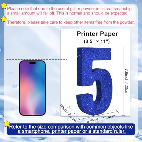 Chiffre 5 bleu à paillettes TONIFUL : la solution pour une table d'anniversaire réussie - 2