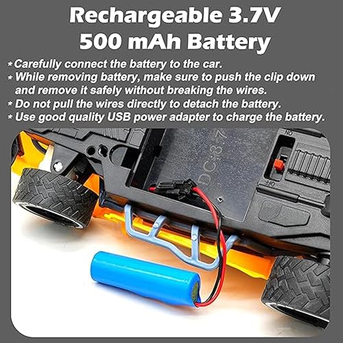 Image of Sidak 1:16 Scale RC Toy Car with Long Range 2.4 Ghz Joystick Remote Control - High Speed Durable Sports Vehicle with Rechargeable Battery - Ideal for Kids & Beginners (Orange)