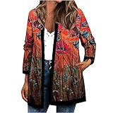 Anjikang Fall Casual Jackets for Women Fashion Long Sleeve Lightweight Aesthetic Print Zip Up Sweatshirts Comfy Outerwear
