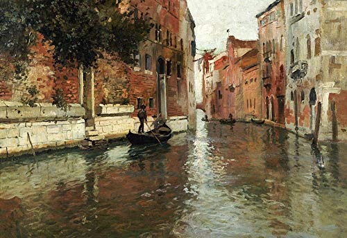 TYmall 12X16 Inch Vintage No Frame Canvas Art Print River Crossing The Old Town & Canoes Cityscape Venice Oil Painting Style Wall Room House Decor