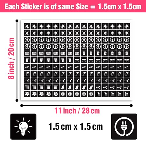 Image of Trueflair Stickers for Switch Board for Home Wall Switches, Contain All Common Switch Stickers (Black and White - 3)