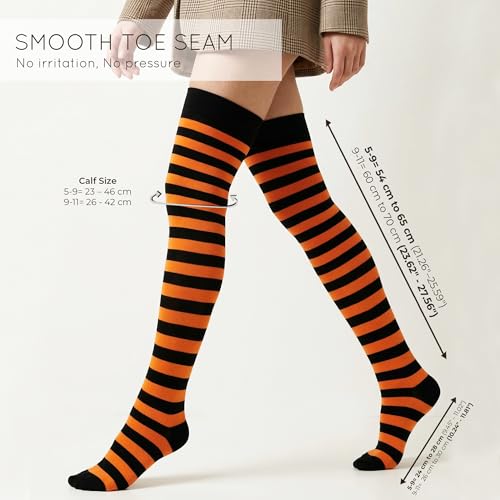 Image of Mysocks Unisex Over the Knee Socks | Stripe Design| Combed Cotton| Hand Linked Toe | Soft Latex Band