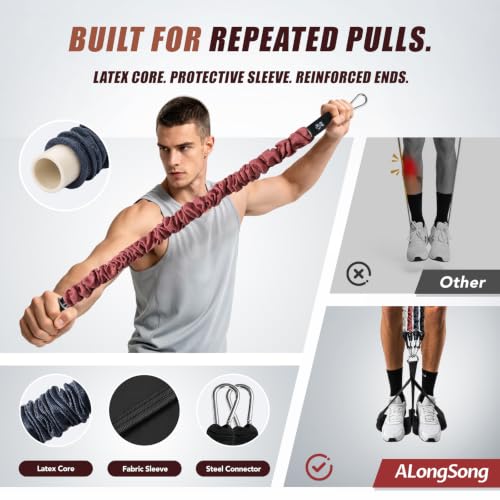 Image of ALongSong Pull Up Assistance Bands with Foot Support Pedal - Upgraded Heavy Duty Resistance Bands Adjustable Weight /Height with Bands&Measured Strap for Strength Training Home Gym