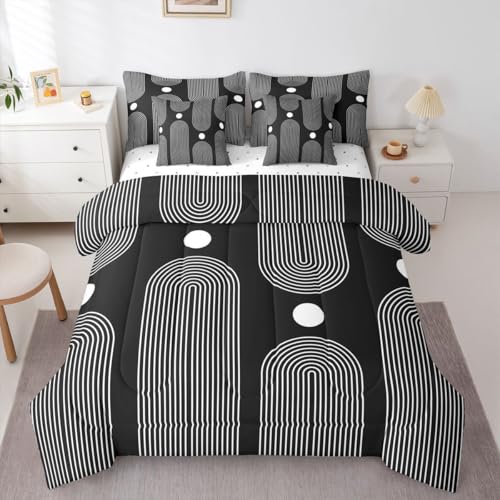 Manfei Boho Mid Century 7pcs Comforter Set Full Size,White Sun